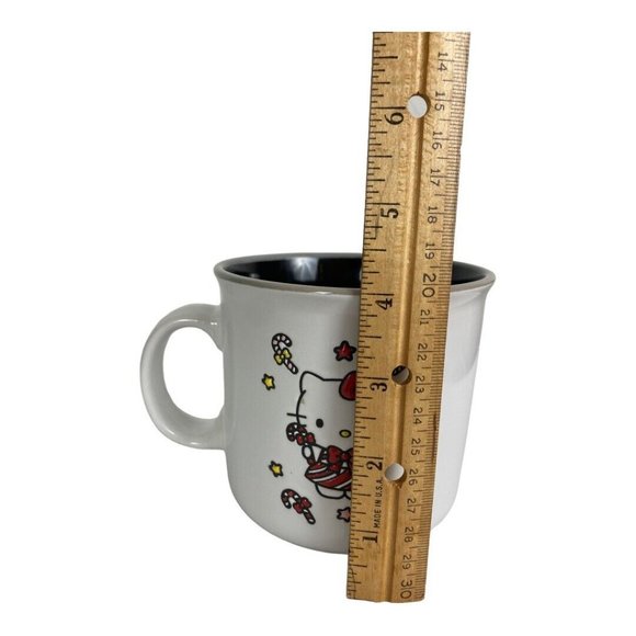Hello Kitty Christmas Mug Black Interior Candy Canes Cat Bow Star 20 oz. New - Picture 6 of 7